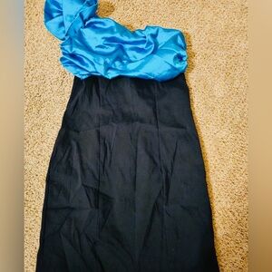 🖤&🩵 1 shoulder strap party Dress